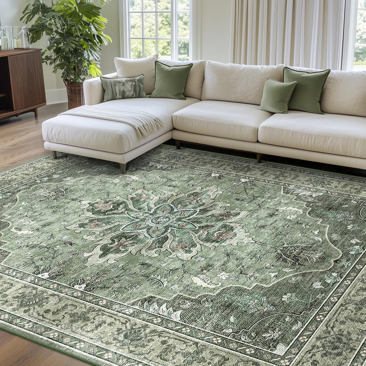 RELEANY washable medallion area rug
