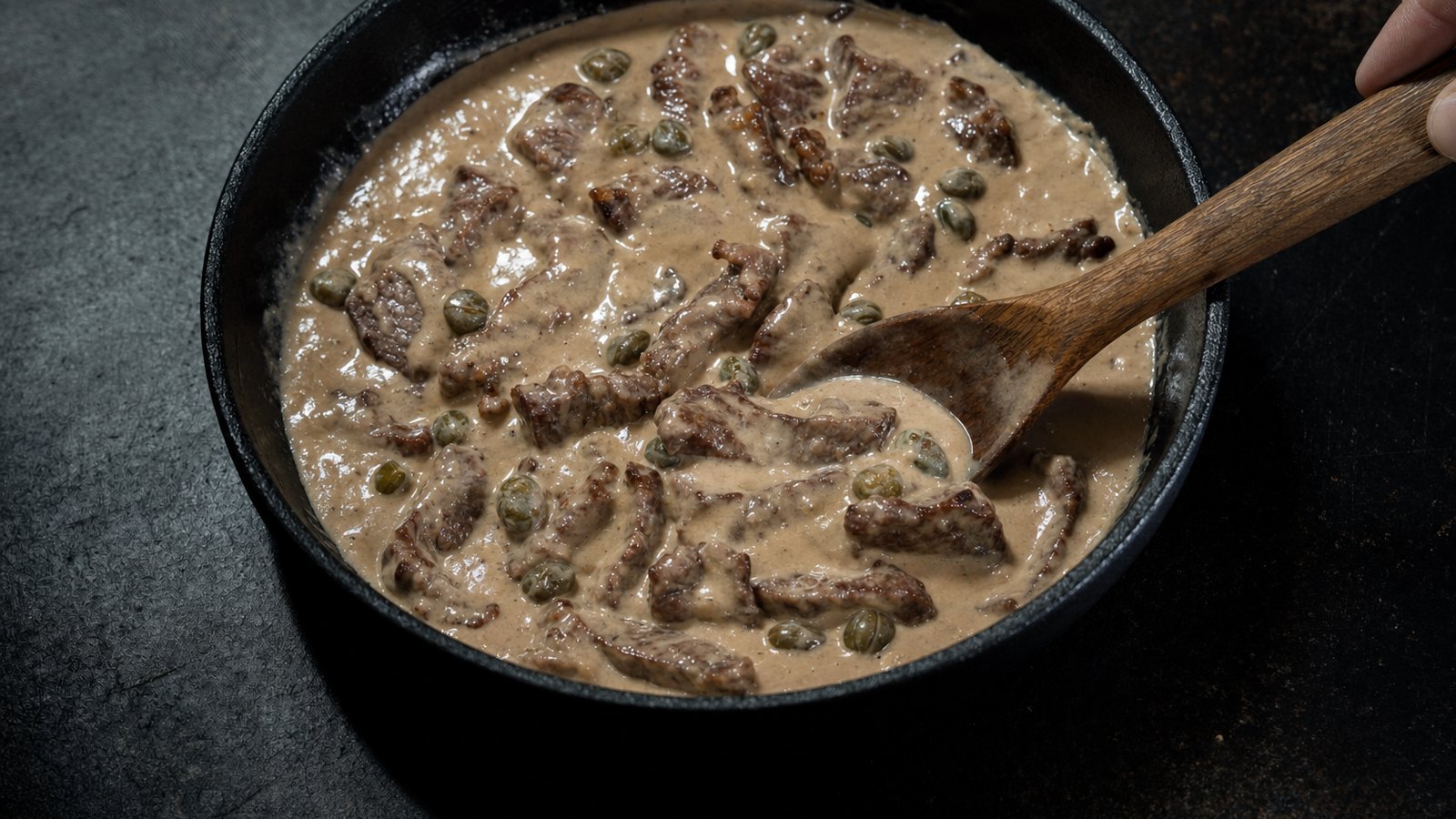 Beef Stroganoff: Reduce the heat under the sauce to low. Stir in the sour cream until smooth. Return the beef and its juices to