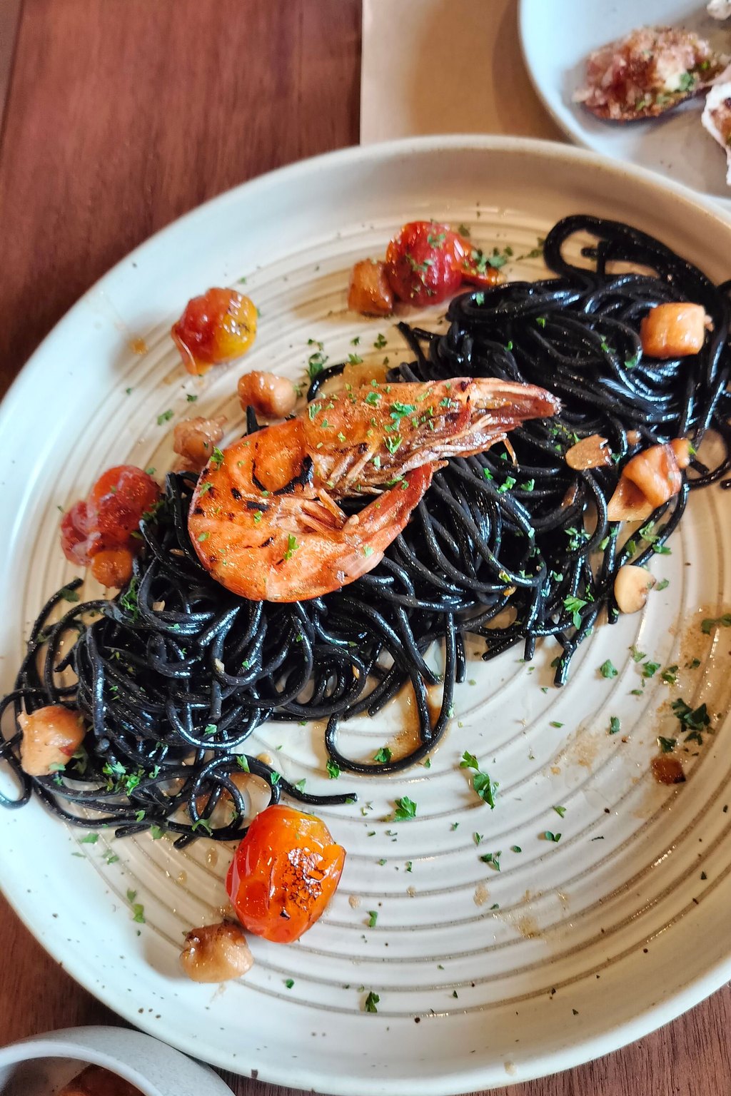 Black Pasta with Garlic Shrimp