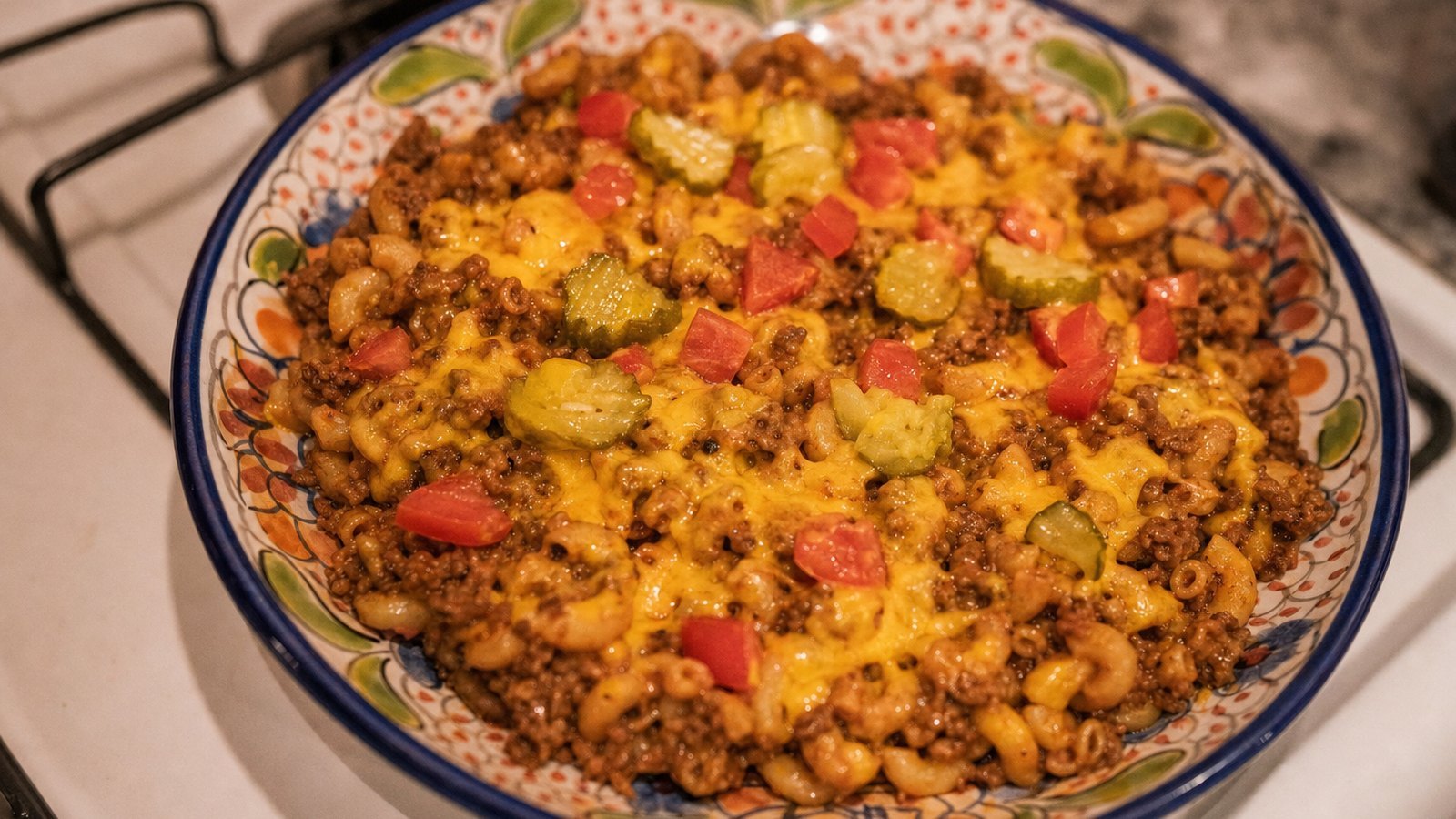 Cheeseburger Skillet, plated and ready to serve