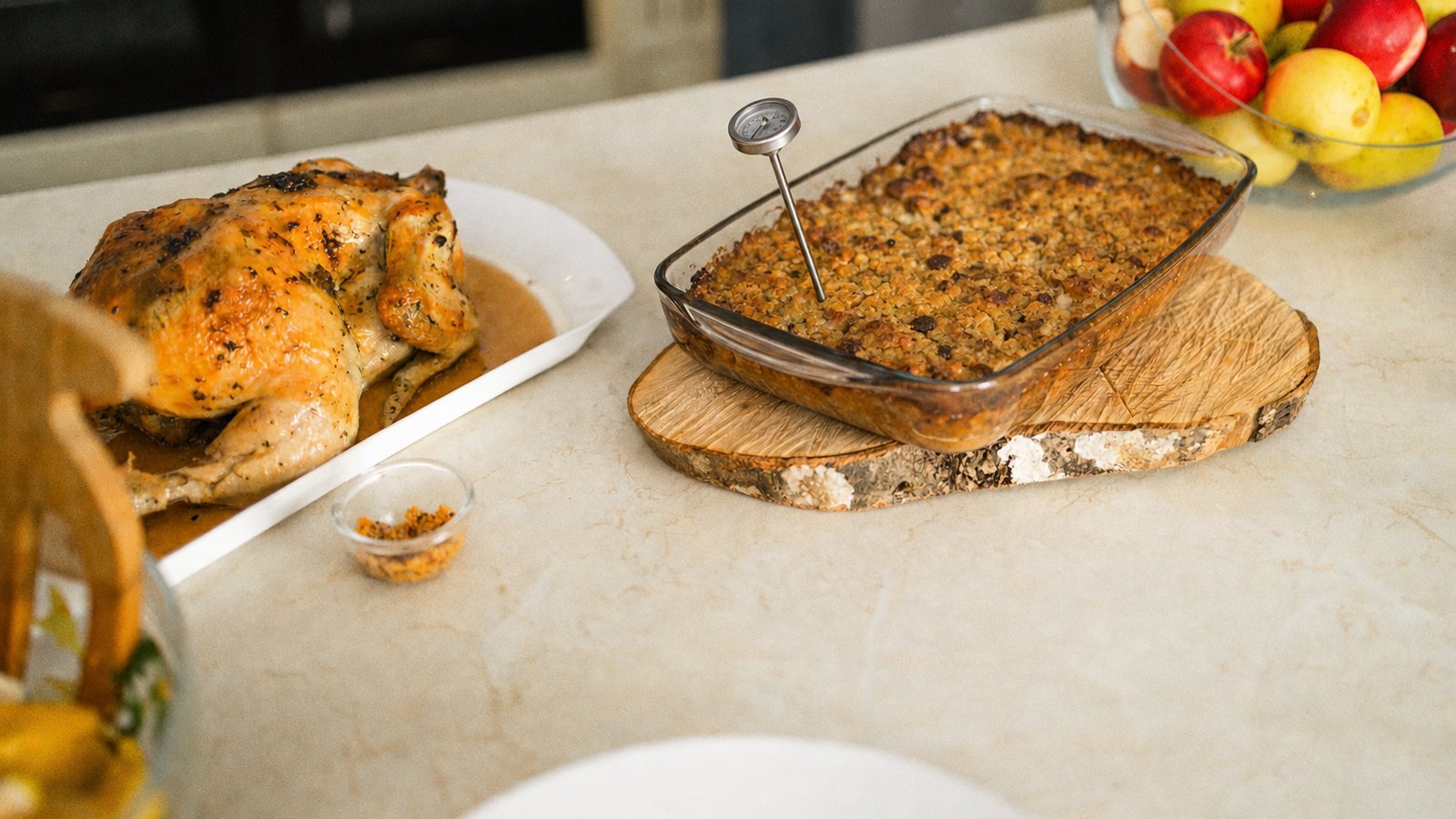 Chicken and Stuffing Casserole: Bake uncovered for 30 to 35 minutes until the stuffing is golden and the filling bubbles at the edges. The cen