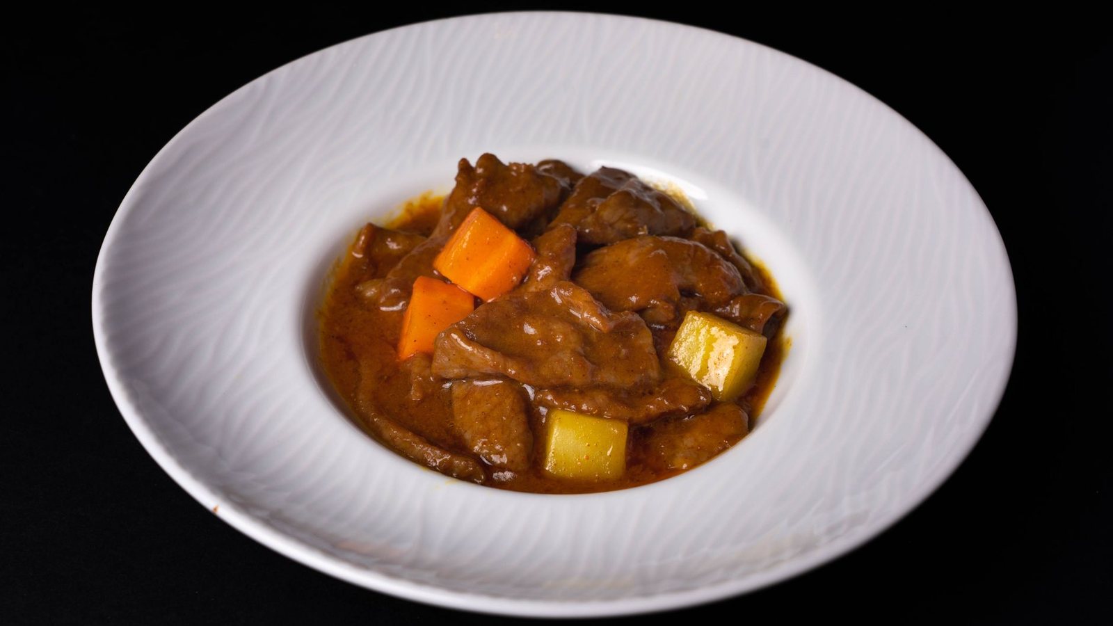 Classic beef stew in a bowl