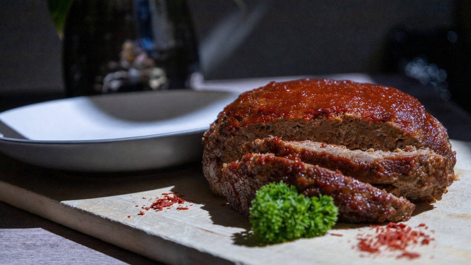 Classic Meatloaf with Brown Sugar Glaze, plated and ready to serve