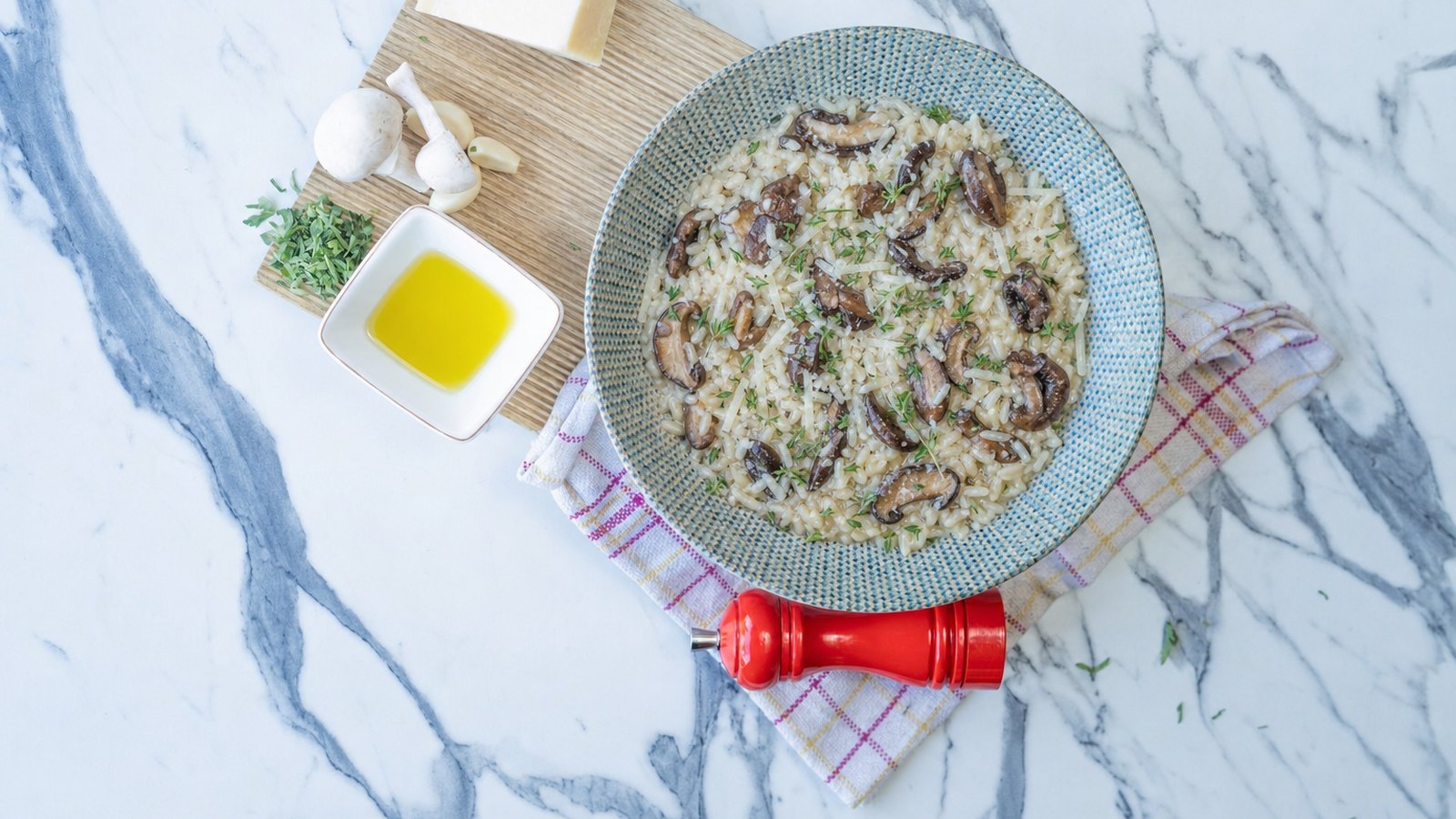 Mushroom Risotto, plated and ready to serve