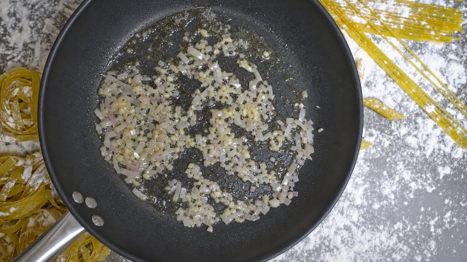 Pumpkin Pasta with Brown Butter and Sage: Reduce the heat to medium low. Add the shallot and cook 2 minutes until soft. Stir in the garlic and cook 1 mi