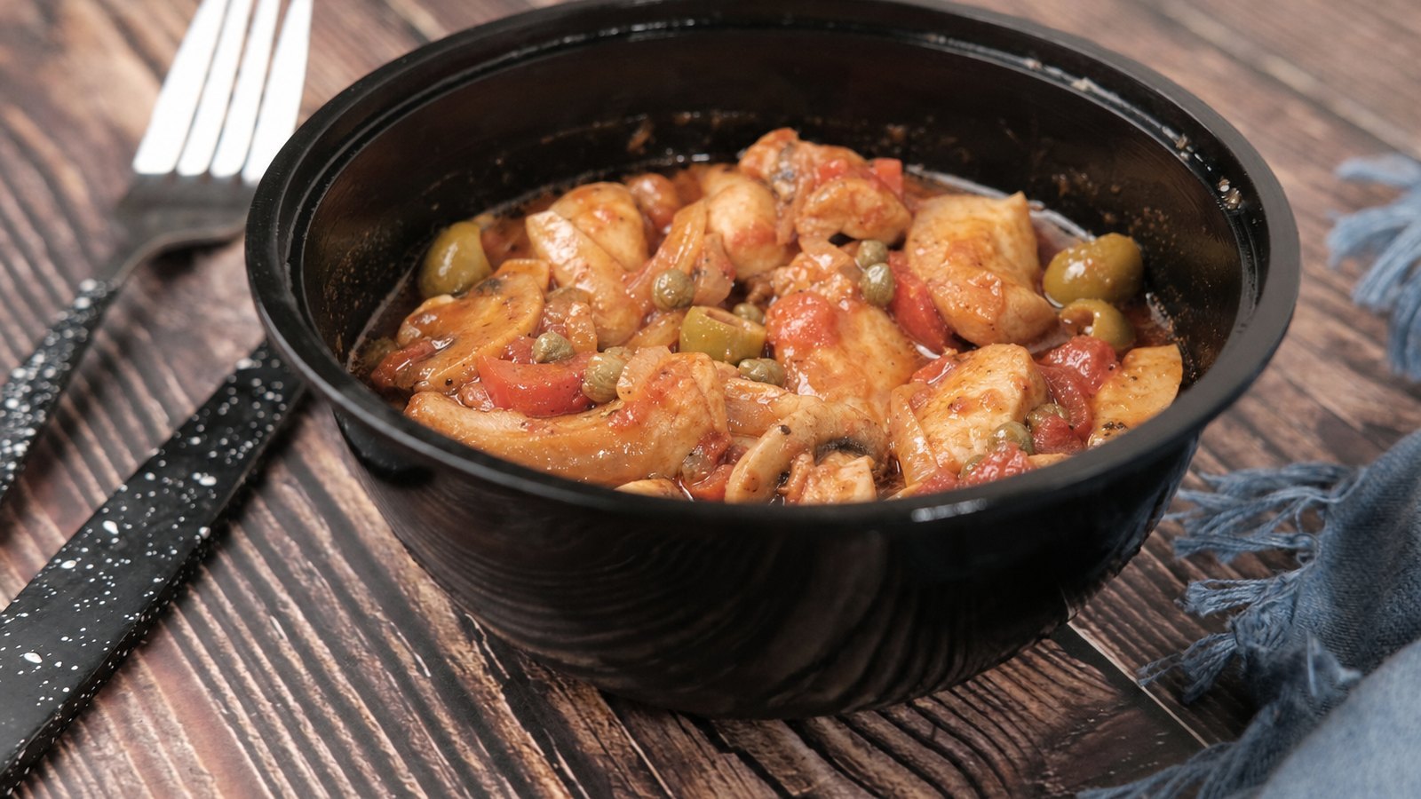 Slow Cooker Chicken Cacciatore: Remove the bay leaf and thyme stems. Stir in the olives and capers. If the sauce is thin, transfer the chicken