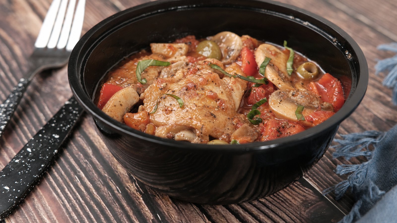 Slow Cooker Chicken Cacciatore, plated and ready to serve