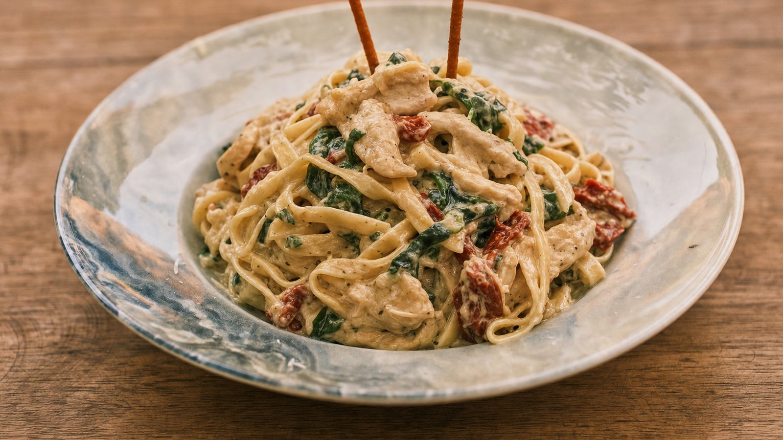 Slow Cooker Creamy Tuscan Chicken, plated and ready to serve
