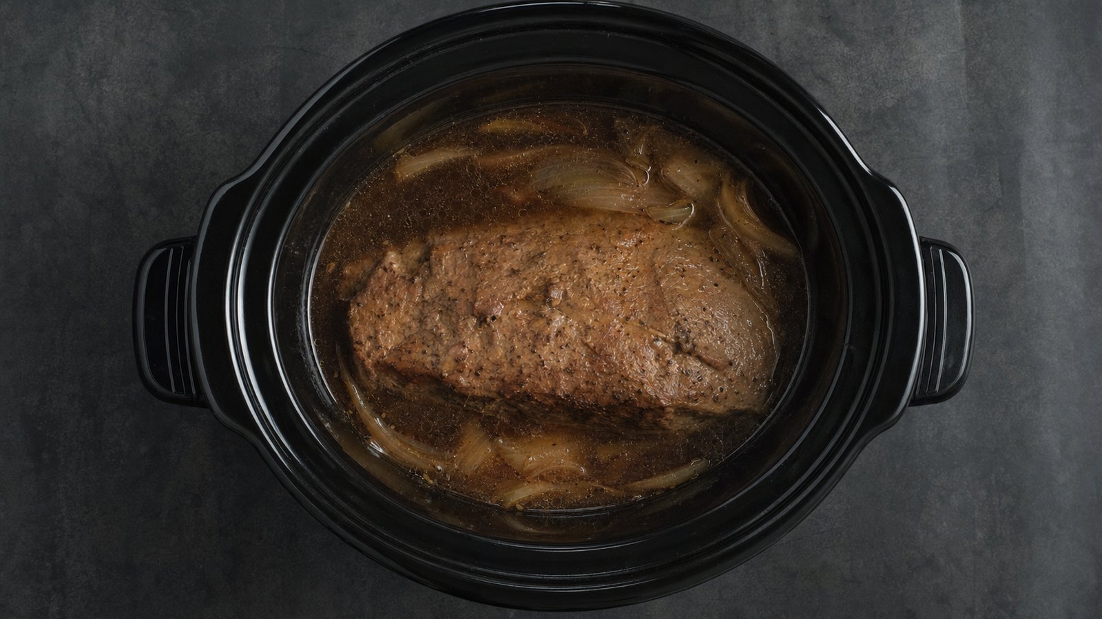 Slow Cooker French Dip Sandwiches: Cover and cook on LOW for 8 to 9 hours or on HIGH for 4 1/2 to 5 hours, until the roast shreds easily with a f