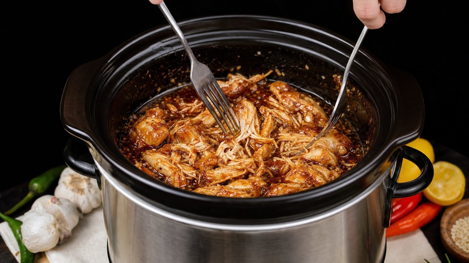 Slow Cooker Honey Garlic Chicken: Return the chicken to the sauce and turn to coat, or shred it with two forks and stir it in. Taste and add a s