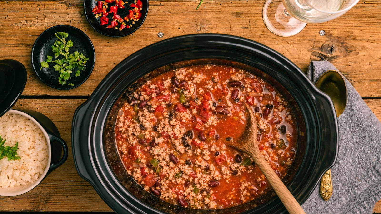 Slow Cooker Turkey Chili: Transfer the mixture to a 6 quart slow cooker. Add the fire roasted tomatoes with their juice, tomato sauce, k