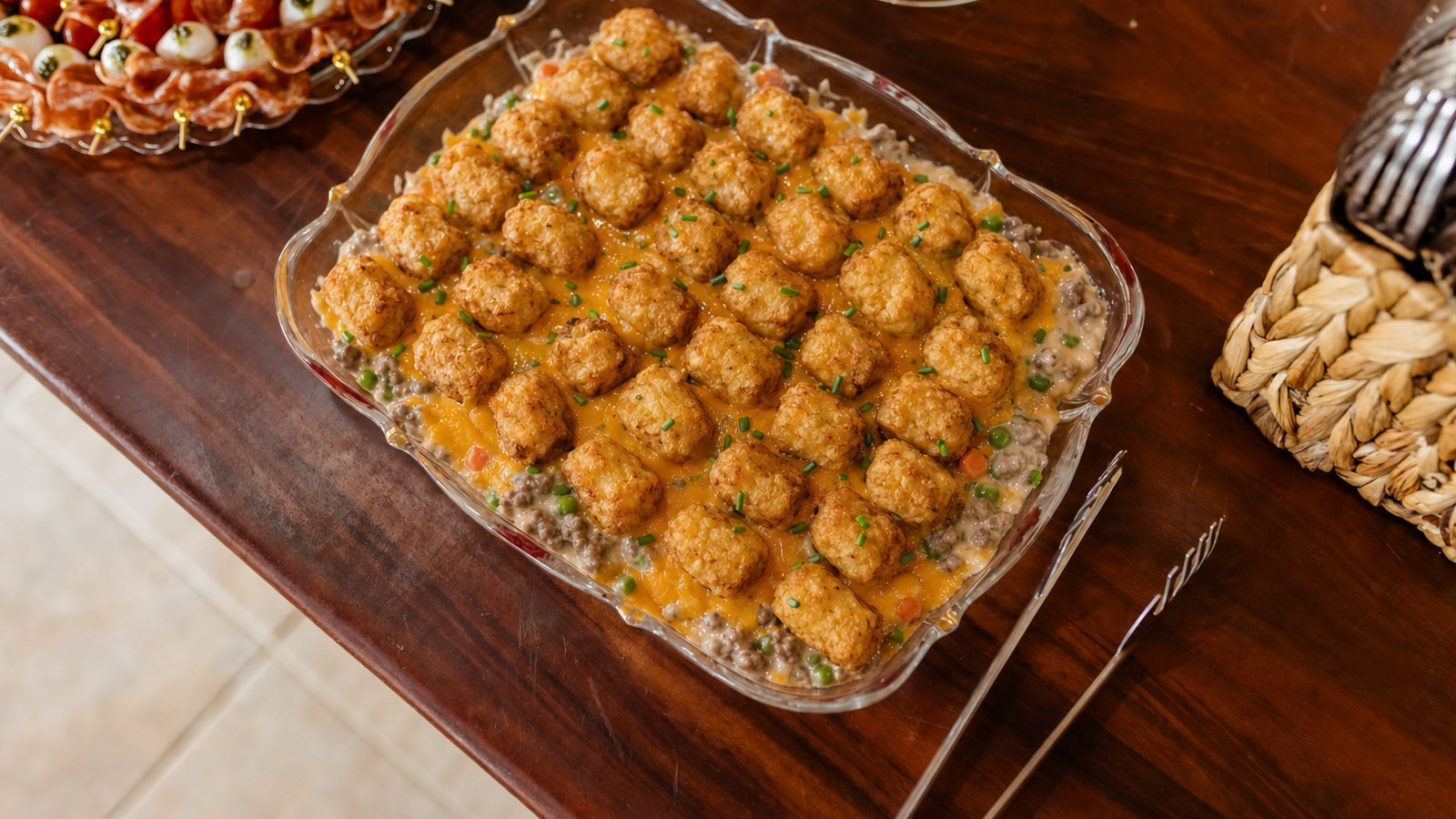 Tater Tot Casserole, plated and ready to serve