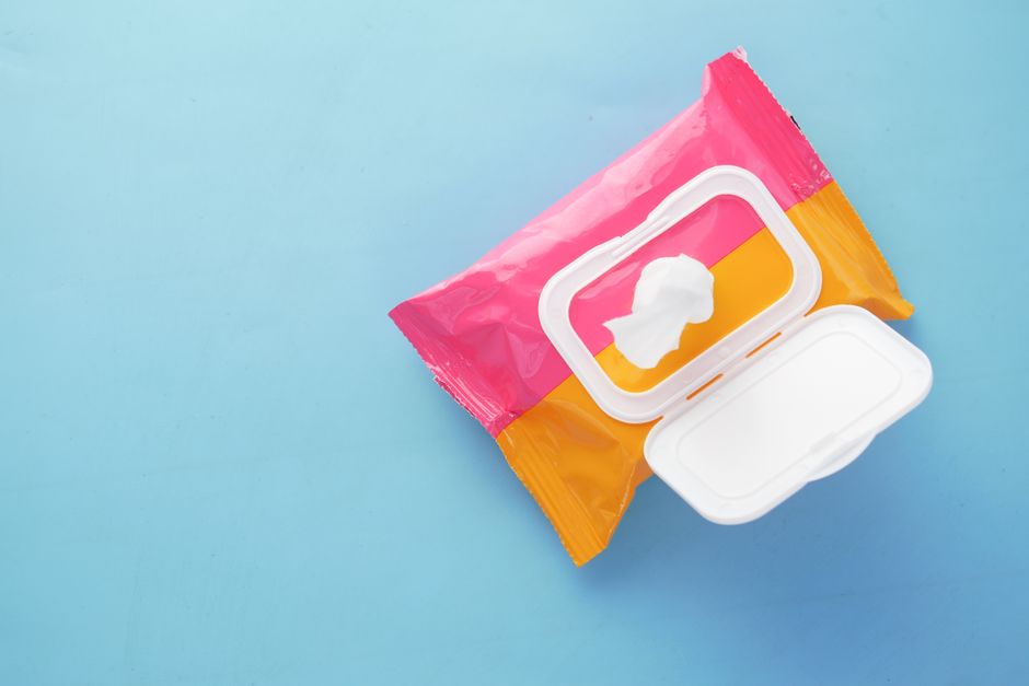 An open travel pack of wet wipes, perfect for handling messes on the go