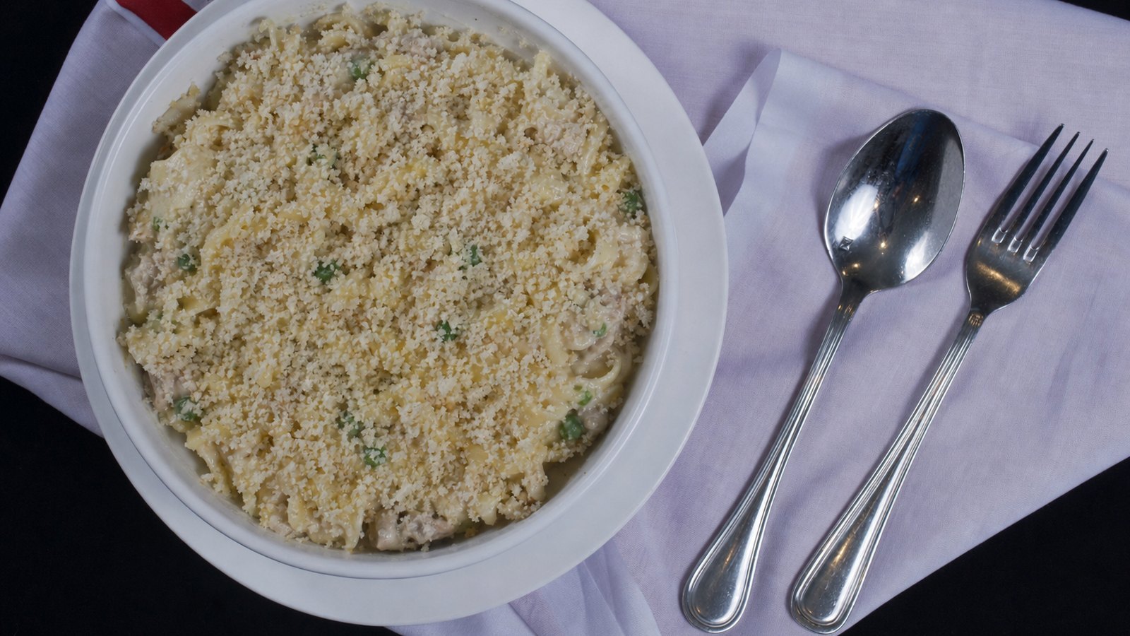 Tuna Noodle Casserole: Stir together the panko, Parmesan and melted butter. Sprinkle evenly over the casserole